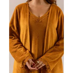 FEATHERS CLOSET Mustard Super Soft Maxi Dress And Shrug (Set of 2) image 5