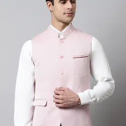 Cantabil Men Solid Woven Nehru Jacket-picture-28