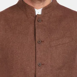 Blackberrys Men Rust Striped Slim-Fit Nehru Jacket image 5