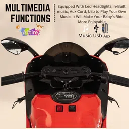 attire 12 V Rechargeable Battery Operated Ride On Bike Led Lights & Music Bike Battery Operated Ride On image 2