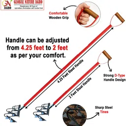 global nature agro Heavy Duty 5-Tine Agriculture Manual Cultivator -9 Inch Garden Tool Kit image 3