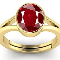 vishvma 7.25 Ratti Created Ruby Adjustable Ring for Men & Women (Red) Brass Ruby Brass Plated Ring-picture-20