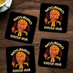 ARTBUG Orange & Black 4 Pcs Printed Wooden Coasters-picture-30