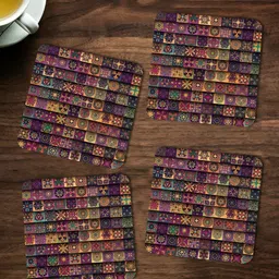 ARTBUG Brown 4 Pieces Printed Wooden Coasters-picture-10