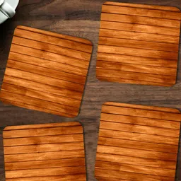 ARTBUG Brown 4 Pieces Abstract Printed Square Wooden Coasters-image-0