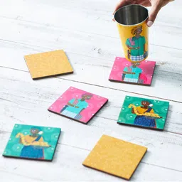 Chumbak Madhubani Yellow 6-Pieces Folk Funk Coasters-image-69