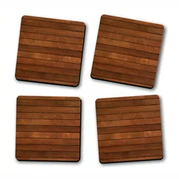 ARTBUG Brown 4 Pieces Printed Wooden Coasters image 2