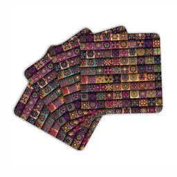 ARTBUG Brown 4 Pieces Printed Wooden Coasters image 4