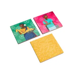 Chumbak Madhubani Yellow 6-Pieces Folk Funk Coasters image 4