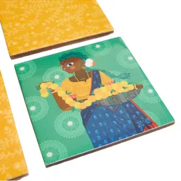 Chumbak Madhubani Yellow 6-Pieces Folk Funk Coasters image 2