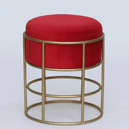 GLOBALLY INDIAN Red Metal Stool With Upholstery image 2