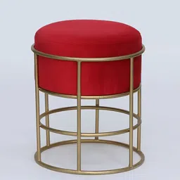 GLOBALLY INDIAN Red Metal Stool With Upholstery image 4