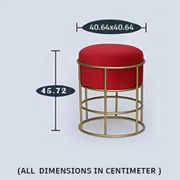 GLOBALLY INDIAN Red Metal Stool With Upholstery image 5