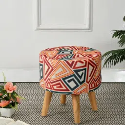 riance creations Tribal Geometric Print Seating Stool In Multi Color-picture-32