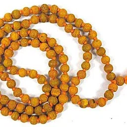naeva Haldi Mala Baglamukhi Mala Turmeric (Haldi) Mala 108+1 Beads Turmeric Rosary Wood Chain image 3
