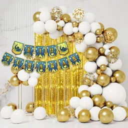 rozi decoration Printed Eid Mubarak Decorations Combo Set with Banner, Balloons, Fringe Foil Curtain Balloon Bouquet-picture-46