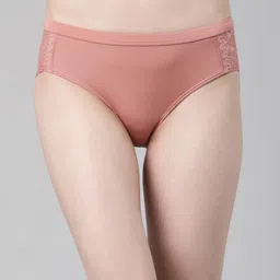 Enamor Women Mid-Rise Lace Detail Flat Elasticated Hipster Briefs P118-image-30