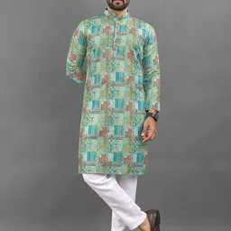 LADY BERRY Men Geometric Embroidered Sequinned Grandeur & Majestic Artwork Kurta-picture-30