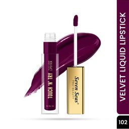 Seven Seas Touch N Try Velvet Long Lasting Waterproof Liquid Lipstick - 4 ml - Purple- 102-picture-29