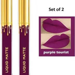 SUNISA Set Of 2 Non-Transfer Liquid Matte Lipstick - 9 ml Each - Purple Tourist-picture-21