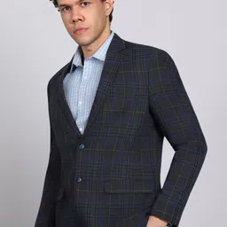 park avenue Men Checkered Single Breasted Formal Blazer image 3