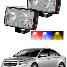 drivexpert Mini Double Lens Fog Light with yellow & White Fleshing Light(RED & Blue DRL)108 Fog Lamp Motorbike LED for Chevrolet (12 V, 45 W)-picture-17