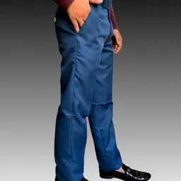 burraq collection Men Regular Fit Dark Blue Cotton Blend Trousers image 3