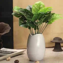 satyam kraft 2 Pcs Artificial Flower Faux Monstera Bunch for Gifting, Home decor Green Dried Sticks Artificial Flower image 2