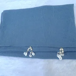 alsaj Self Design, Embroidered Georgette Women Blue Stole image 3