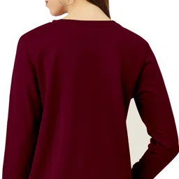 zentworld Pack of 2 Women Printed Round Neck Cotton Blend Pink, Maroon T-Shirt image 5