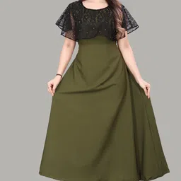 qena Women Maxi Green Full Length Dress image 4