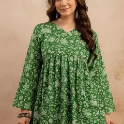 anamwear Casual Regular Sleeves Solid, Embroidered, Embellished, Lace, Printed, Striped, Ethnic Motifs Women Green Top-picture-47