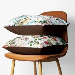 BIANCA White & Blue Set of 2 Floral Square Cushion Covers image 2