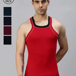 Lux Cozi Men Pack Of 5 Pack of 5 Organic Cotton Innerwear Vests-picture-10