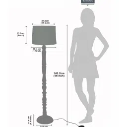 homesake Rustic Wood Floor Lamp, Walnut Brown with Multicolor Fabric Shade, Algae Stick, Yellow image 2