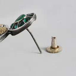 AITIHYA Gold-Plated Artificial Stones Oxidised Contemporary Drop Earrings image 5