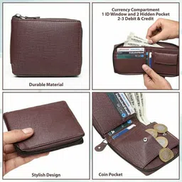 sonrisa Men Casual Brown Artificial Leather Wallet image 3