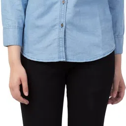 funday fashion Women Regular Fit Solid Mandarin Collar Casual Shirt image 2