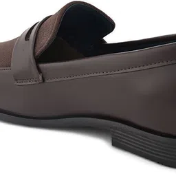 here&now Brown Suede Formal Slip Ons Loafers For Men image 4