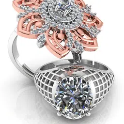 Couple Beautiful Diamond Adjustable Combo Rings – Luxury Gift for Women & Men, Sterling Silver Cubic Zirconia Rhodium Plated Ring-image-6