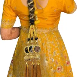 Golden Thread Work Punjabi Paranda/PARANDI for Women & Girls Braid Extension Braid Extension-image-3