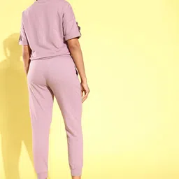 The Roadster Lifestyle Co. Women Mauve Printed Applique Leisure Set Co-Ords image 5