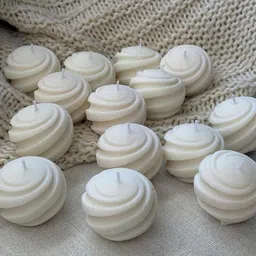 giggles & glow Decorative Spiral Ball Candles, Ball Candle, Modern Aesthetic Design, Pack of 2 Candle image 3