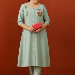 threadshub Women Embroidered Viscose Rayon A-line Kurta-picture-44