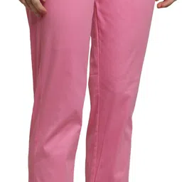 sellingsea Women Regular Fit Pink Cotton Blend Trousers-picture-16