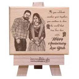 GFTBX Personalized Wooden Engraved Photo Frame for Anniversary Gift (5x4 Inches, Wood), Tabletop Rectangular image 1