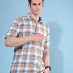 Crimsoune Club Classic Slim Fit Tartan Checks Opaque Checked Casual Shirt image 2