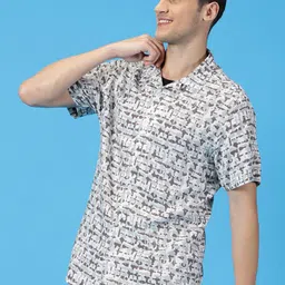 Mast & Harbour Classic Slim Fit Abstract Printed Cuban Collar Casual Shirt image 3