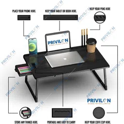 vrtrend Multipurpose Foldable with Cup Holder, Study , Bed Wood Portable Laptop Table image 3