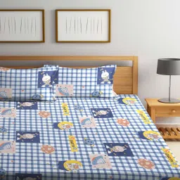 fabinaliv Blue Galaxy Printed 300 TC Cotton Blend Double Queen Size Bedsheet With 2 Pillow Covers image 2